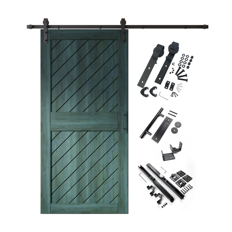 Porte de grange à rayures inclinées non assemblées et finies Homacer Royal Pine, 42 po x 84 po