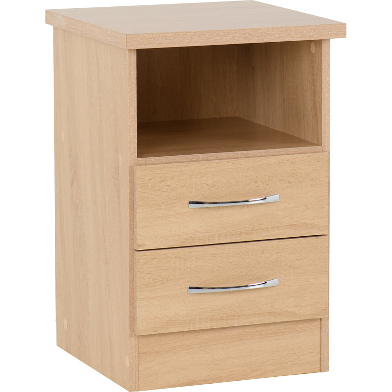 Cascio 2 Drawer Bedside Table, Sonoma Oak Effect