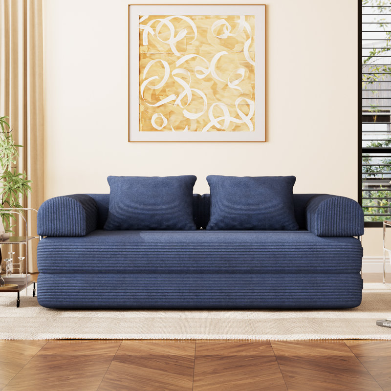 Modular Sectional Sofa Bed With Customizable Layout, Blue