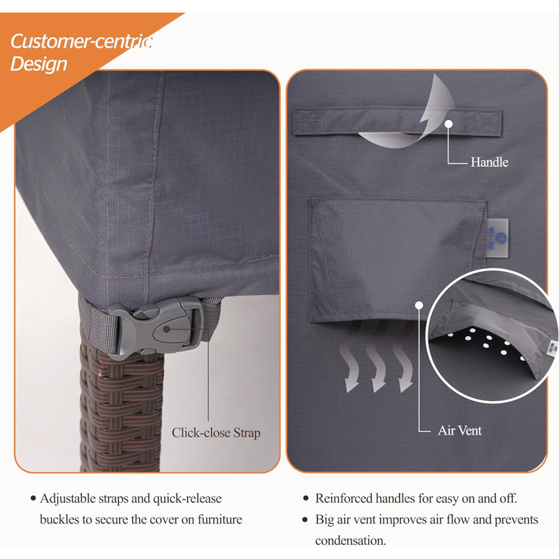 Gray Heavy Duty Waterproof Stackable Patio Chair Cover