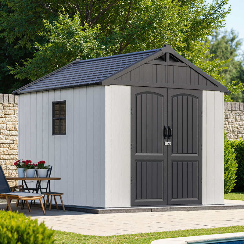 8 pi L 8 pi. D - Abri de rangement en résine, beige, Noir