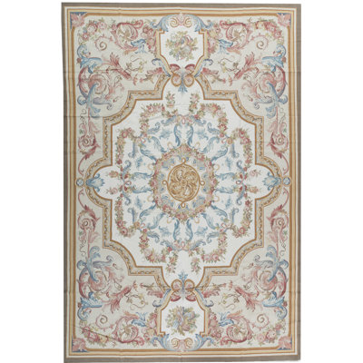 Hand-Knotted High-Quality Ivory and Beige Area Rug