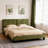 Boucle Bed Frames, Upholstered Platform Bed With Curved Tufted Headboard