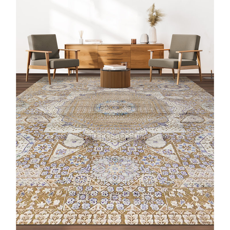 Geometric Area Rug in Camel, Rectangle 8' x 10'