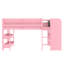 Lit mezzanine double avec bureau, bibliothèques de rangement, tiroirs et tableau noir, lit mezzanine pour enfants en bois massif, rose-83893472-83893473
