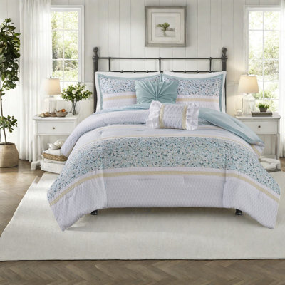 Soft Seersucker Bedding Sets, Polyester King Cal King, Farmhouse Home