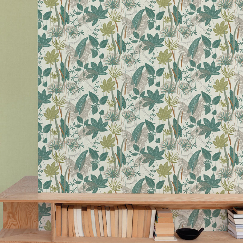 Arcadia Collection Branched Leaves Wallpaper Roll, Green