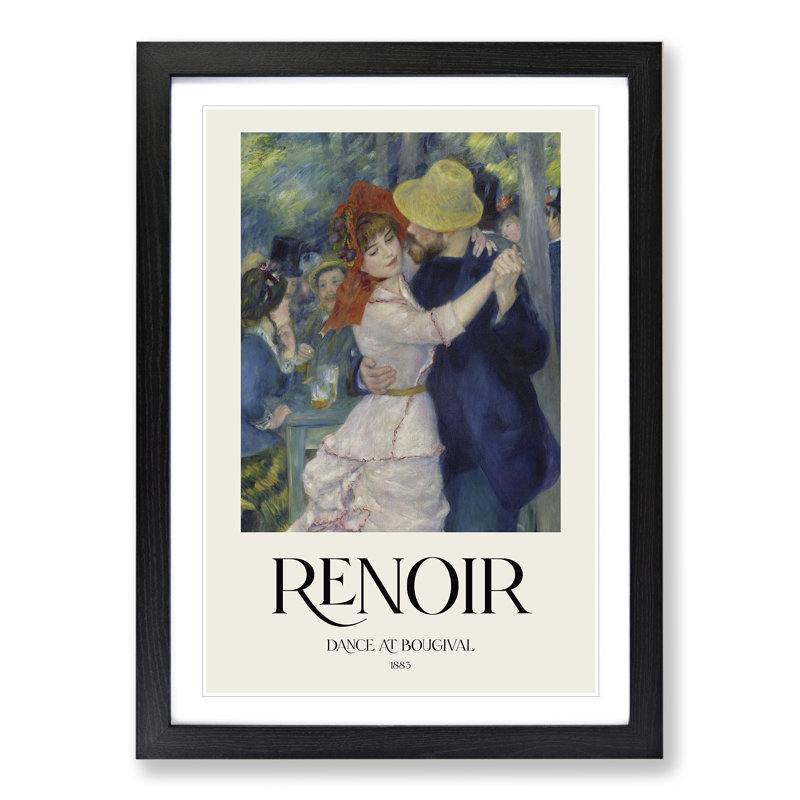 Dance At Bougival by Pierre-Auguste Renoir - Single Picture Frame Print, 36cm H x 27cm W x 2cm D, Black Framed