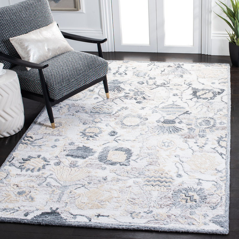 Tapis floral performance touffeté à la main Glamour, Rectangle 8 pi x 10 pi