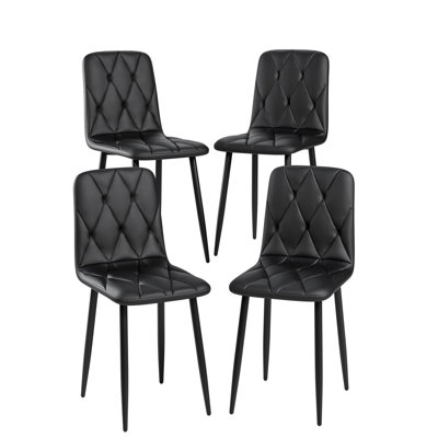 Ensemble de 4 chaises de salle à manger, chaises de salle à manger de cuisine moderne, siège rembourré de chaise de salle à manger Pu et pieds en métal robustes