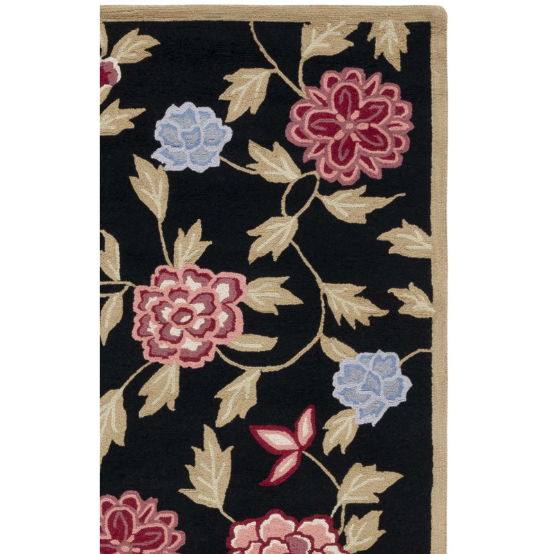 Jonsson Hand Hooked Wool Pile Floral Rug, Rectangle 8' x 10'