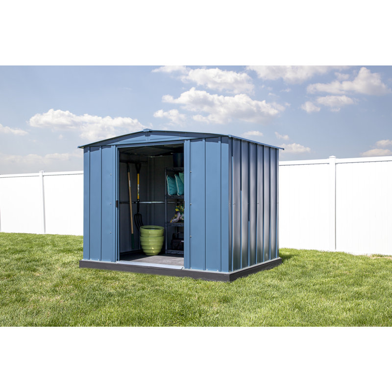 8 ft x 6 ft Blue Grey Galvanized Steel Storage Shed