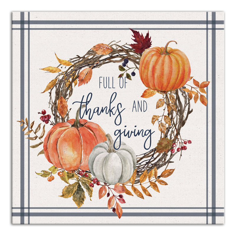 Thanks And Giving Fall Wreath 1, reproduction sur toile, H 24 po x l 24 po