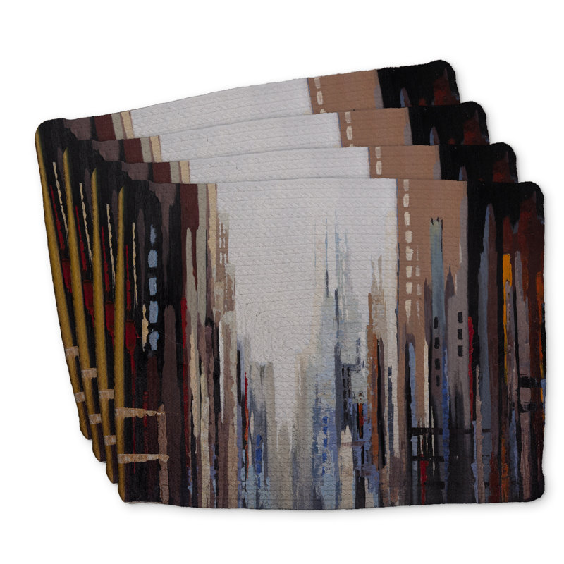 Ensemble de 4 napperons abstraits en polyester tressé