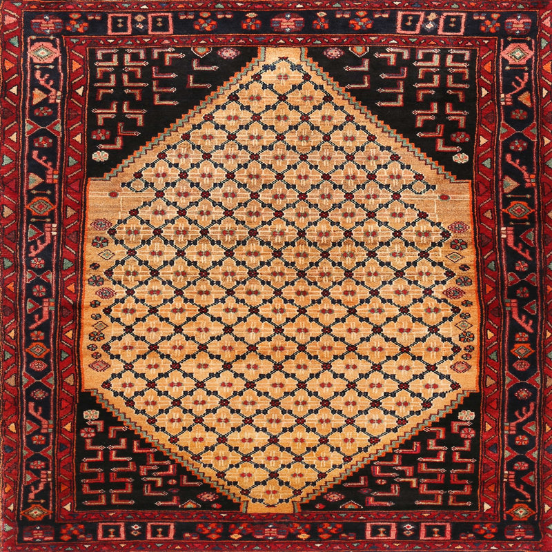 Tapis brun Southwestern, Carré 3 pi