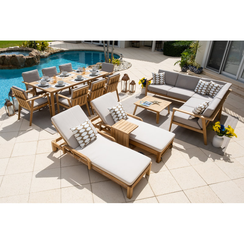 Subramanya Teak 14 - Person Patio Conversation Set with Cushions