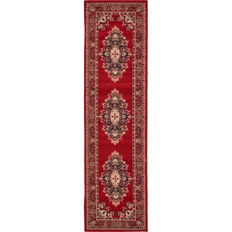 Tapis oriental noir Balthrop, Tapis de couloir 2 pi 7 po x 10 pi, Red