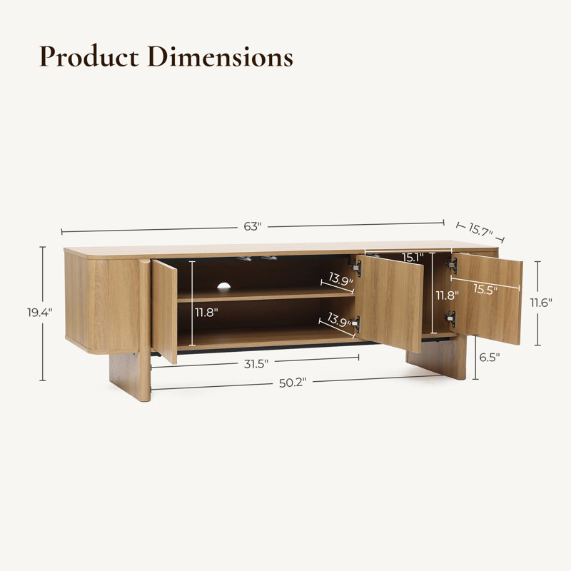 63" W Modern TV Stand with Storage for TVs up to 70''