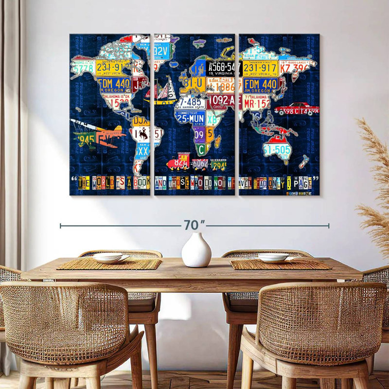 Aliaz World Map Augustine, 42" H x 65" W