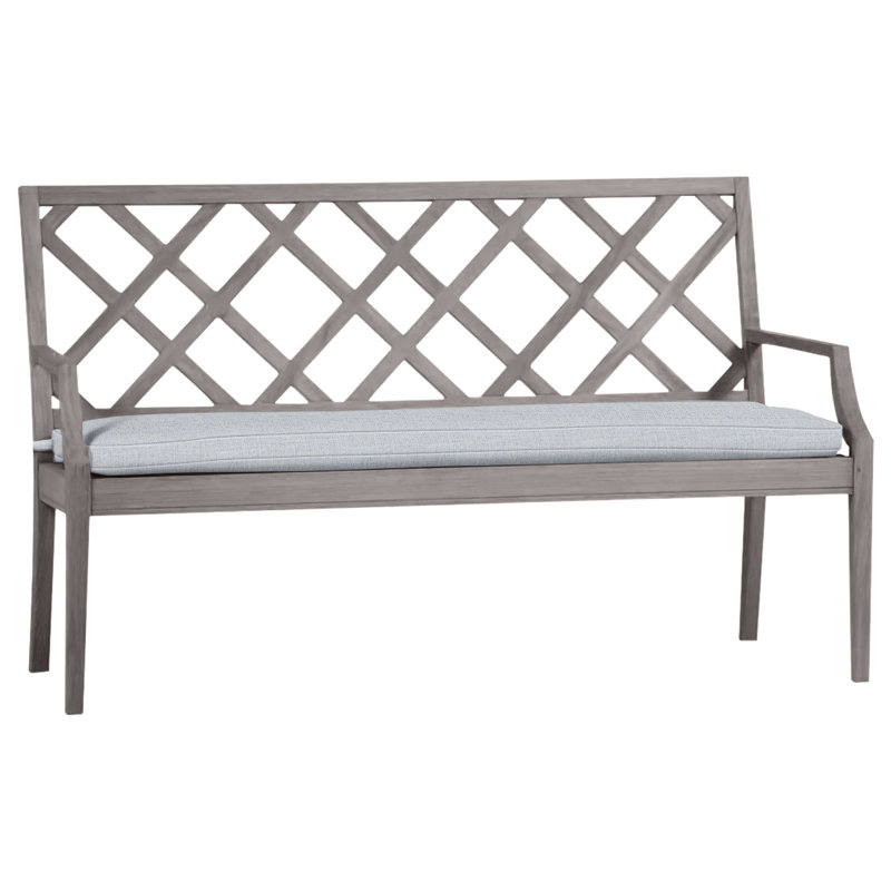 Banc d'extérieur en teck Haley, Huître teck, Pas de soudure, Lin chambray