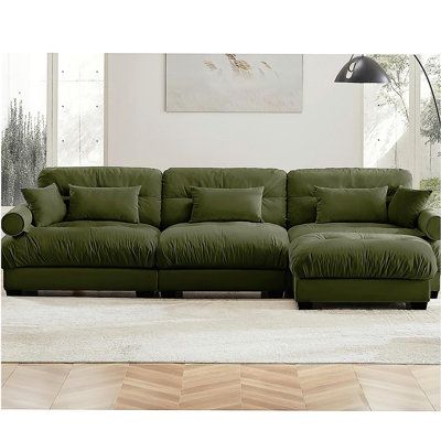 Canapé modulaire surdimensionné en velours super confortable avec repose-pieds mobile