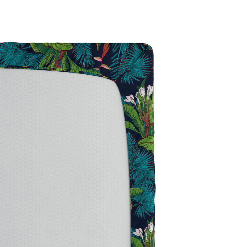 Microfiber Floral Fitted Sheet, Full Fitted Sheet, Green/Turquoise Floral 1