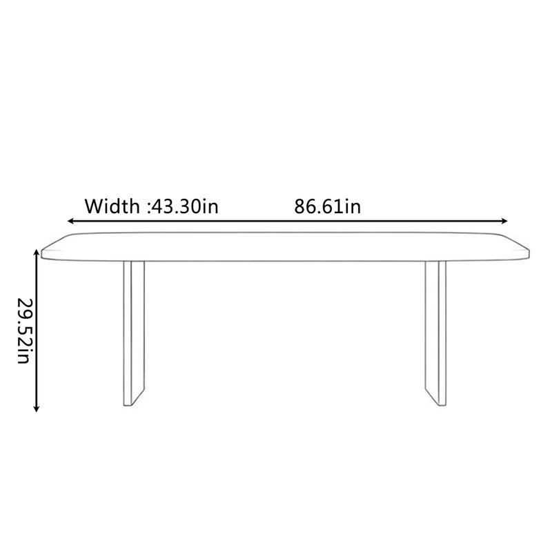 Table de salle à manger minimaliste italienne avec dalle de roche, H 29,52 po x L 86,61 po x l 43,30 po