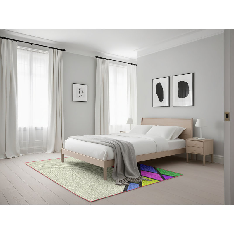 Gris/bleu/rose Tapis décoratif, Rectangle 5 pi x 7 pi