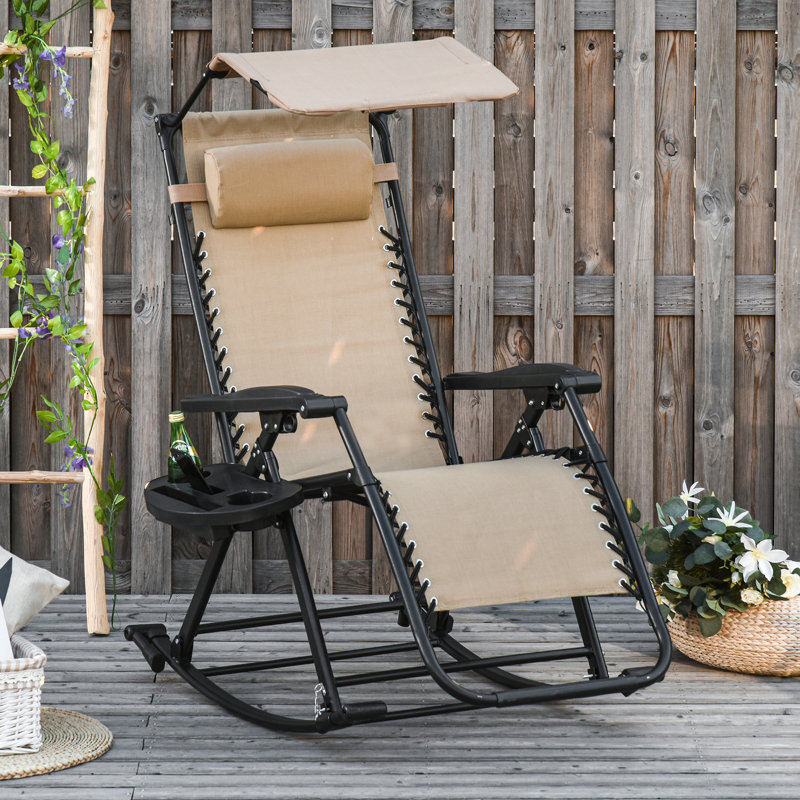 Reclining Outdoor Lounge Chair, Light Brown