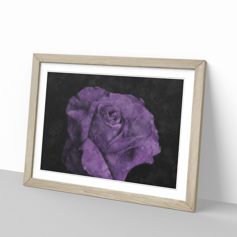 Lone Purple Rose - Picture Frame Graphic Art Print, Oak Framed, 62cm H x 87cm W x 2cm D