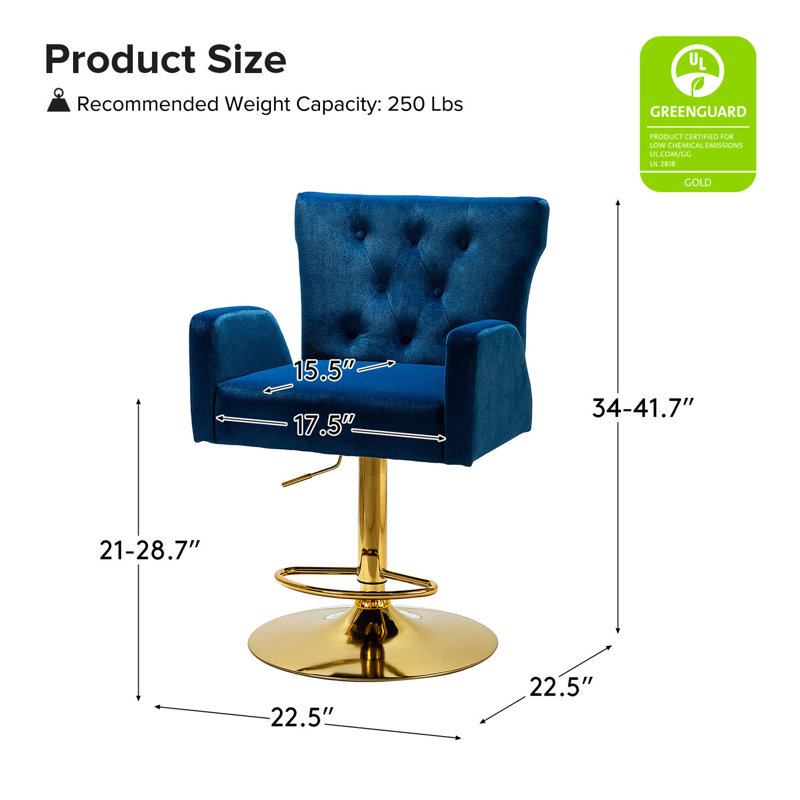Theo Swivel Adjustable Height Bar Stool, Navy