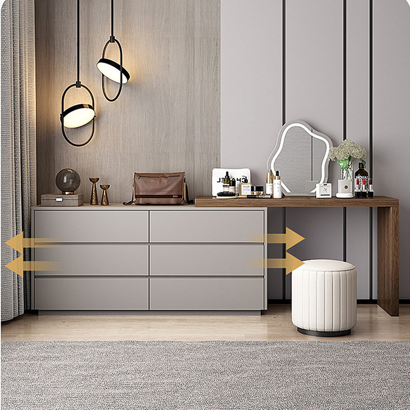 Style Makeup Table Storage Cabinet Set, Brown/Light Gray