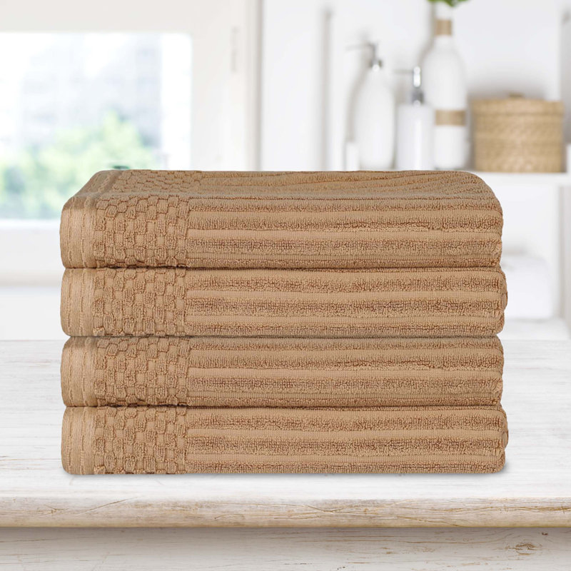 Ribbed Cotton Absorbent Heavyweight Bath Towel, Coffee
