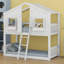 Lit superposé House avec toit, fenêtre, boîte de fenêtre, porte, avec barrières de sécurité et échelle-114400123