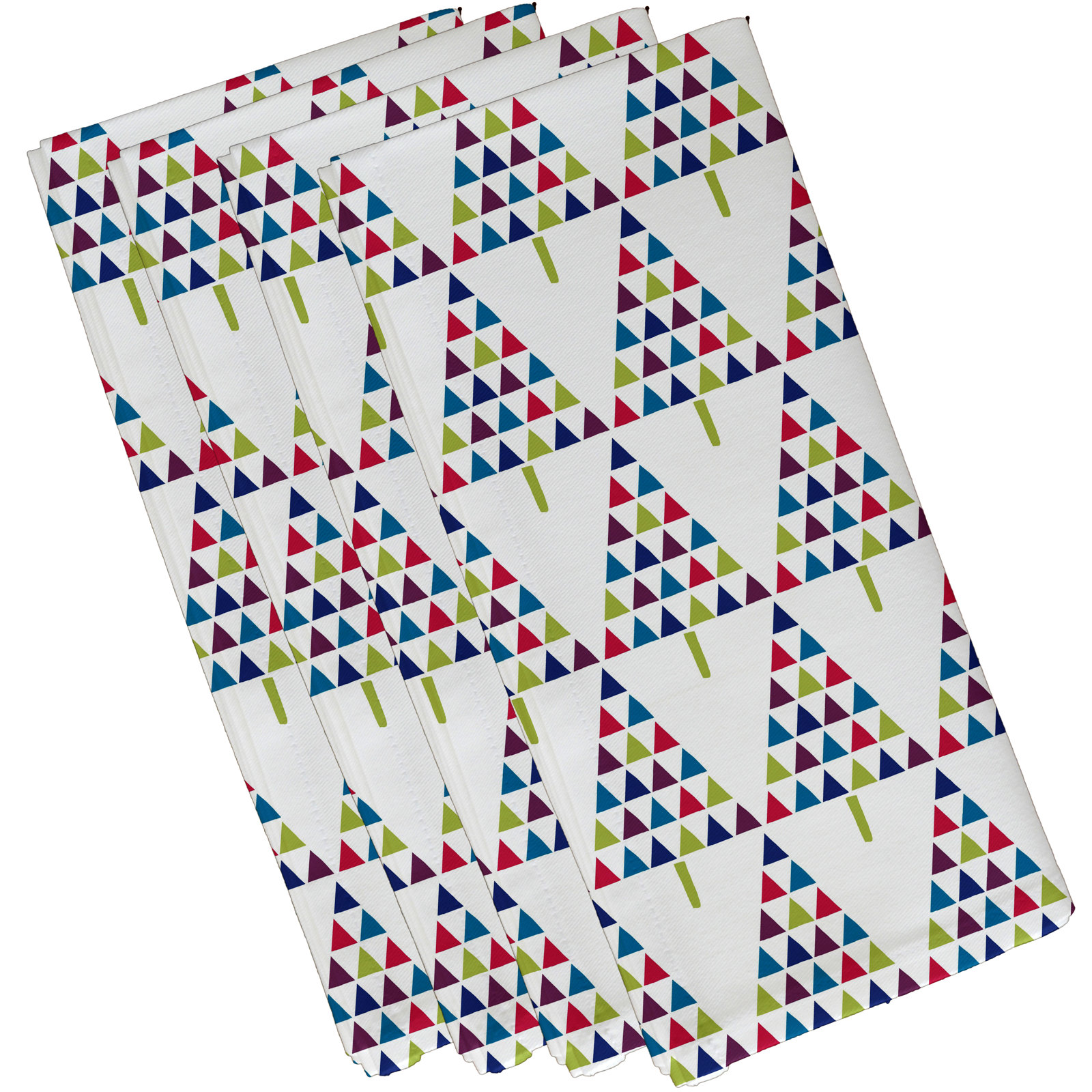 Christmass Triangle Trees 4 Piece Napkin Set, Bright Green