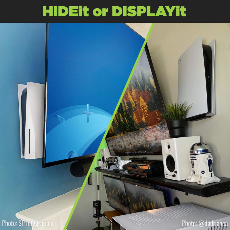 Hideit Mounts For Ps5 Pro And The Original Ps5! - Patented Wall Mount Kit For Playstation 5 - Keeps Your Console Cool - American Company - Quality Steel Mount For Ps5 And Ps5 Pro (not Ps5 Slim)