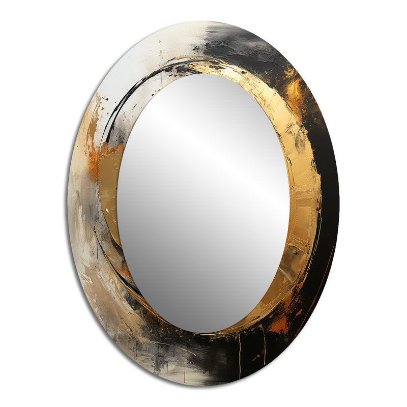 Yin Yang - Au-delà de la dualité - Abstrait miroir doré et noir abstrait et moderne, 40 po x 30 po