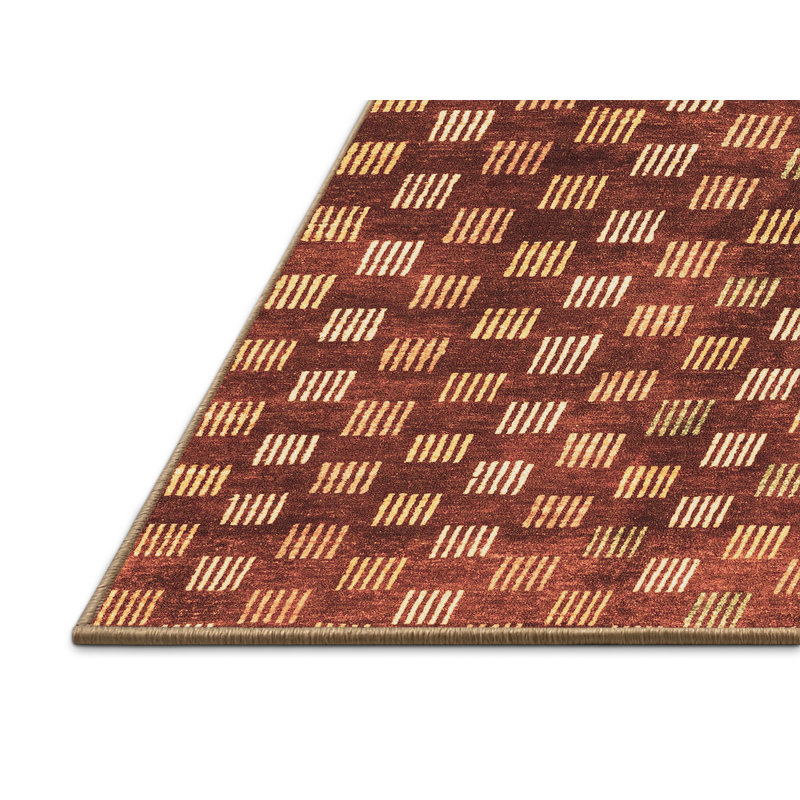 Tapis rouge rectangulaire en laine et polyester tissé à la machine 6 pi x 9 pi Ompal