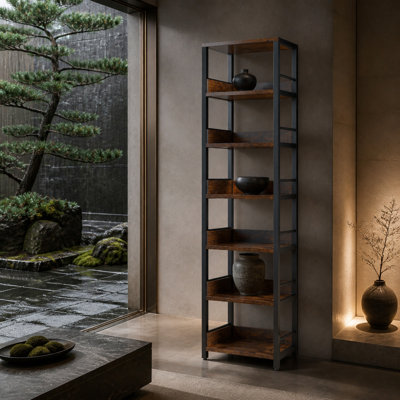 75" 6-Tier Corner Bookcase