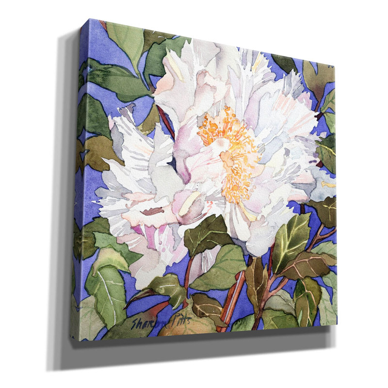 " White Peony " by Sharon Pitts, 12" H x 12" W x 0.75" D