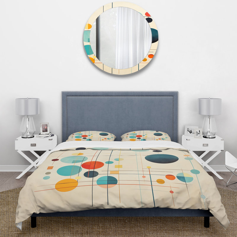Synchronicities Midcentury Elegant Retro Art - Ensemble de housse de couette abstraite - Microfibre de polyester