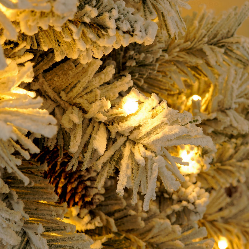Ensemble 4 pièces d'arbre de Noël artificiel pré-éclairé, guirlande, couronne et 2 arbres d'entrée, arbre de Noël avec lumières DEL
