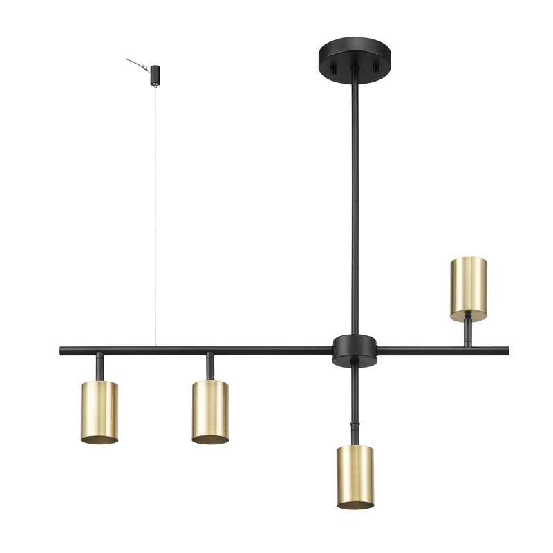 Ensemble de rail d'éclairage 4 lumières Jeremaiah, Or, H 29,9 po x L 5,88 po x P 5,88 po