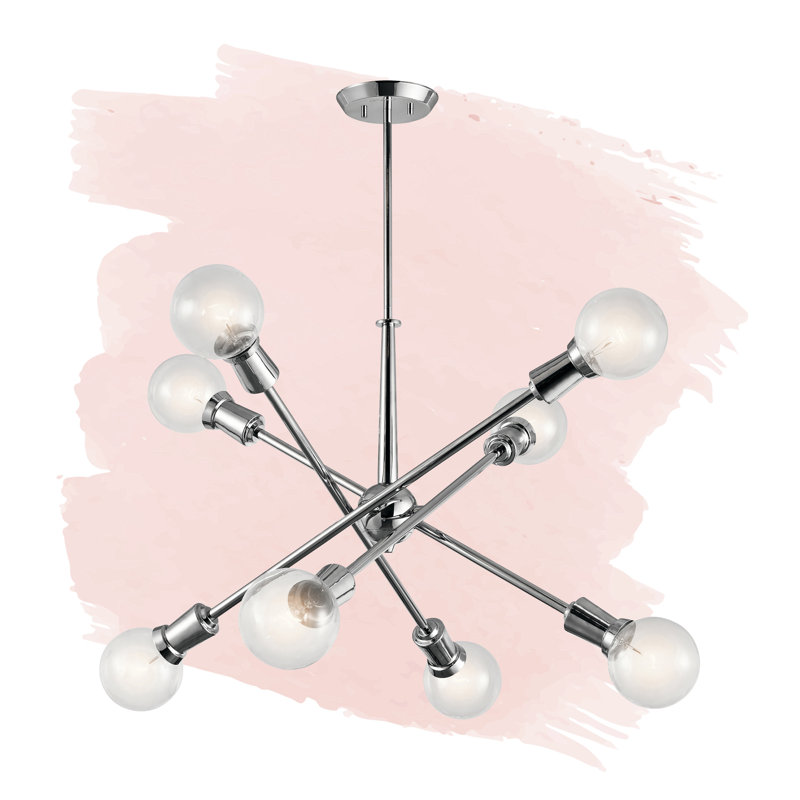 Lustre linéaire spoutnik moderne à 8 lumières Armstrong, Chrome