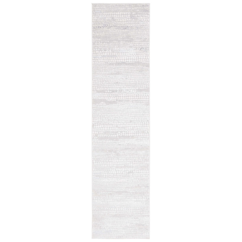 Tapis en polyester / polypropylène tissé à la machine en gris ivoire / gris foncé, Tapis de couloir 2 pi x 8 pi