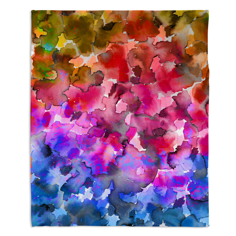 Couverture sherpa doux couleur florale iv, l 68 po x L 80 po