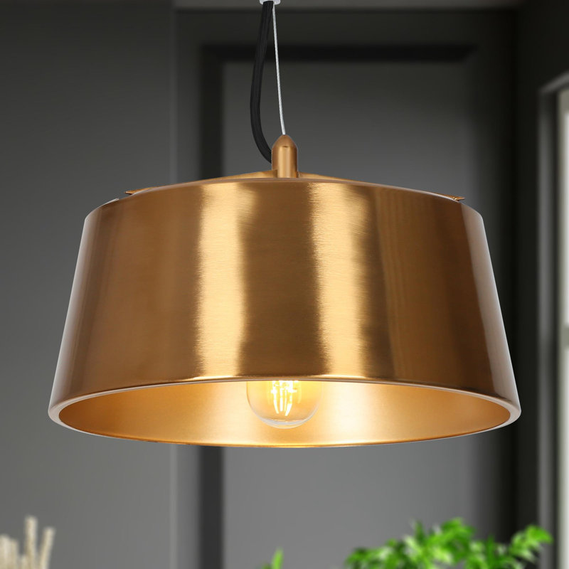 Luminaire suspendu tambour 1 lumière Cozine, Laiton électroplaqué