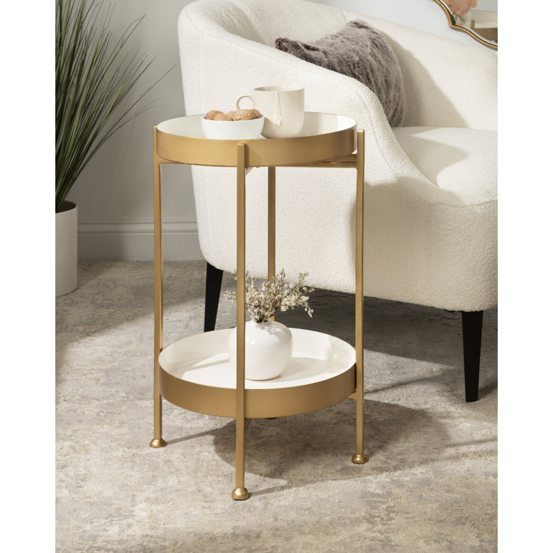 Antonne End Table, White, Golden