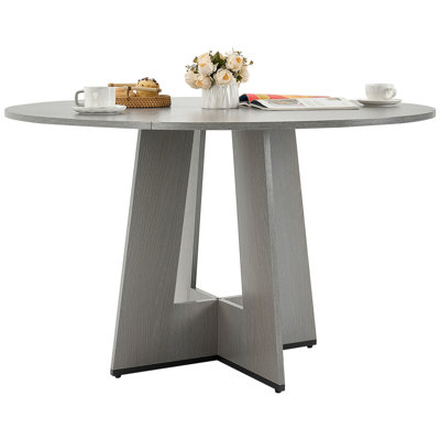47 In Round Dining Table Wood Kitchen Table For 4-6 Person Grey
