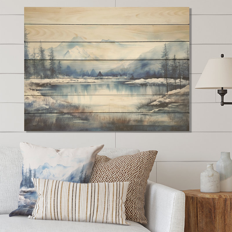 Blue And White Summit Japan Mountains - Japan On Wood Print, 30" H x 40" W x 0.78" D